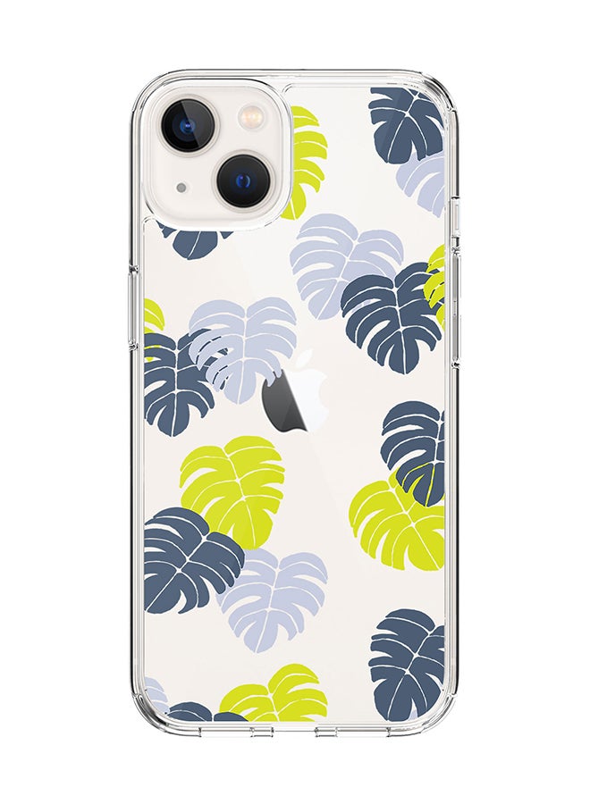 Stylizedd Classic Clear for Apple iPhone 14 Case Hybrid Soft Cover Flexible Edges Anti Drop TPU PC Gel Thin Transparent Cover [ Designed for Apple iPhone 14 ] - Island Leaves