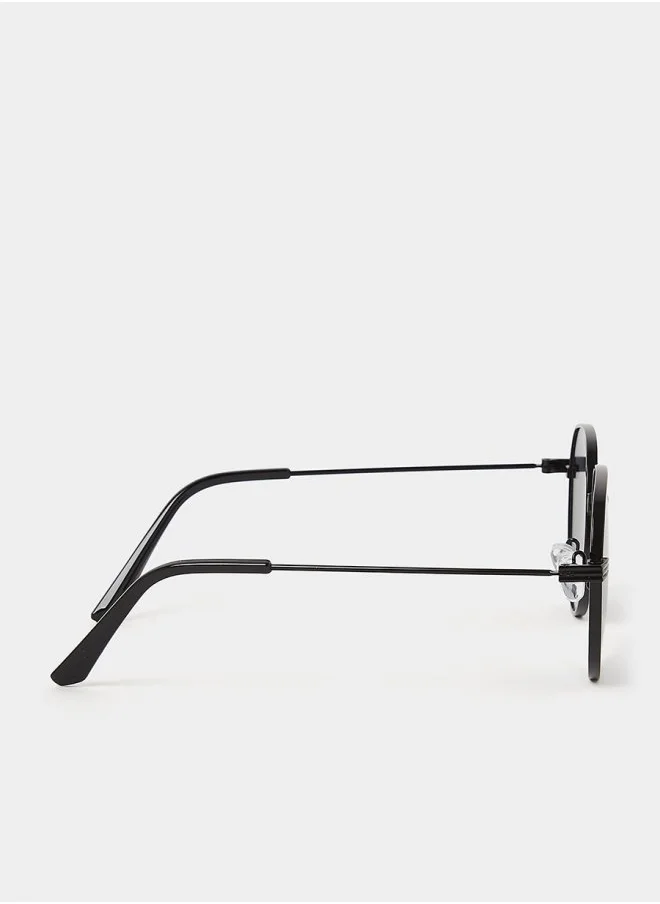 Styli Plain Round Sunglasses with Nose Pad