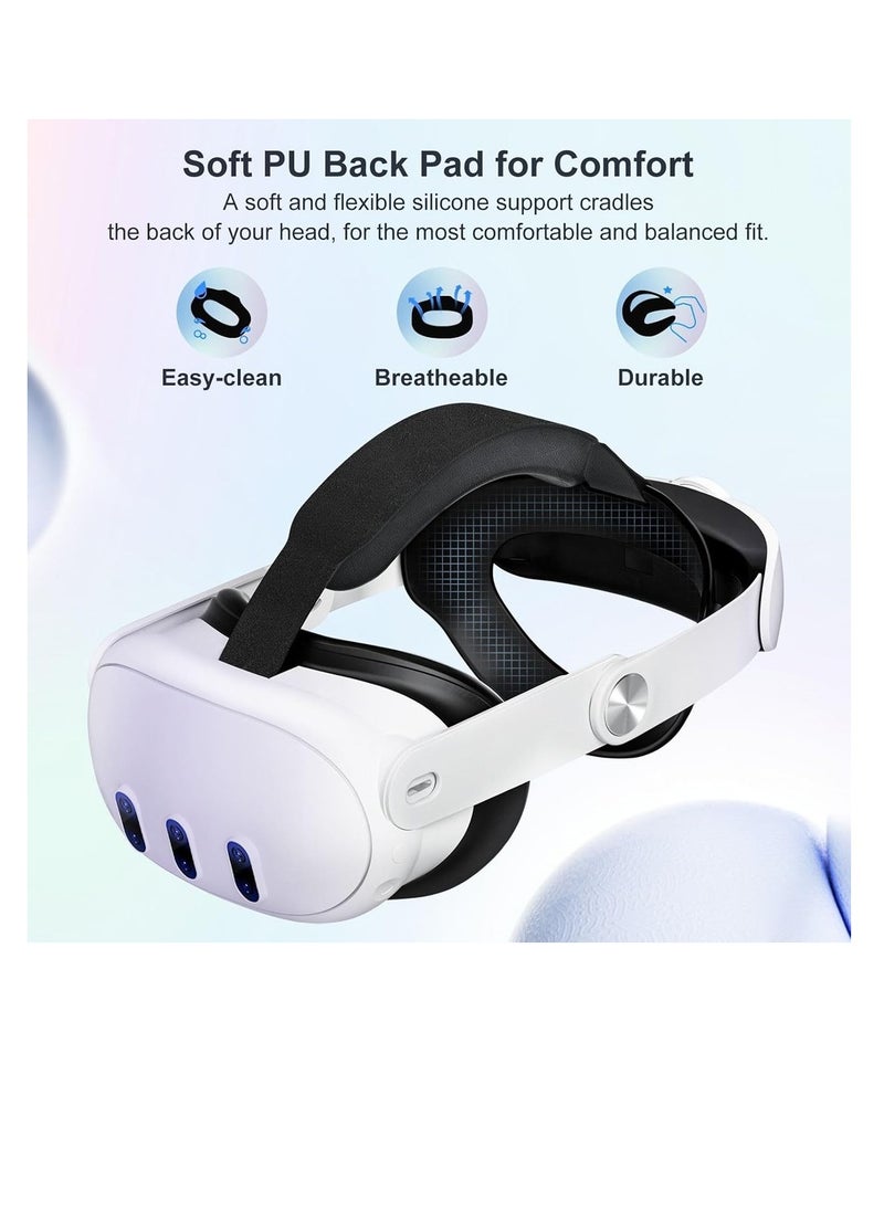 Generic Comfort Adjustable Strap Replacement For Oculus Quest 3 Reduce Pressure Soft Cushion VR Headset Accessories For Longer Immersion In Virtual Reality Video Games  - Image 2