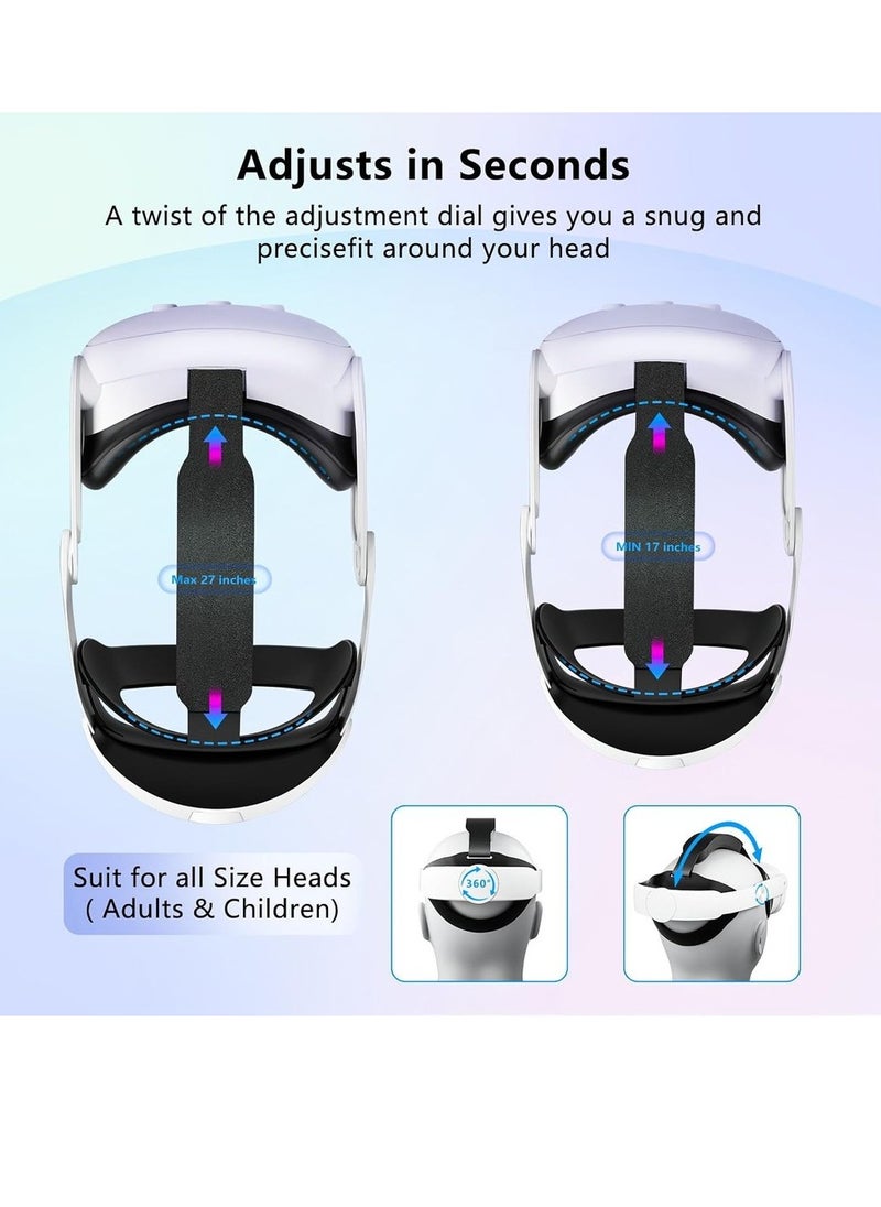 Generic Comfort Adjustable Strap Replacement For Oculus Quest 3 Reduce Pressure Soft Cushion VR Headset Accessories For Longer Immersion In Virtual Reality Video Games  - Image 3