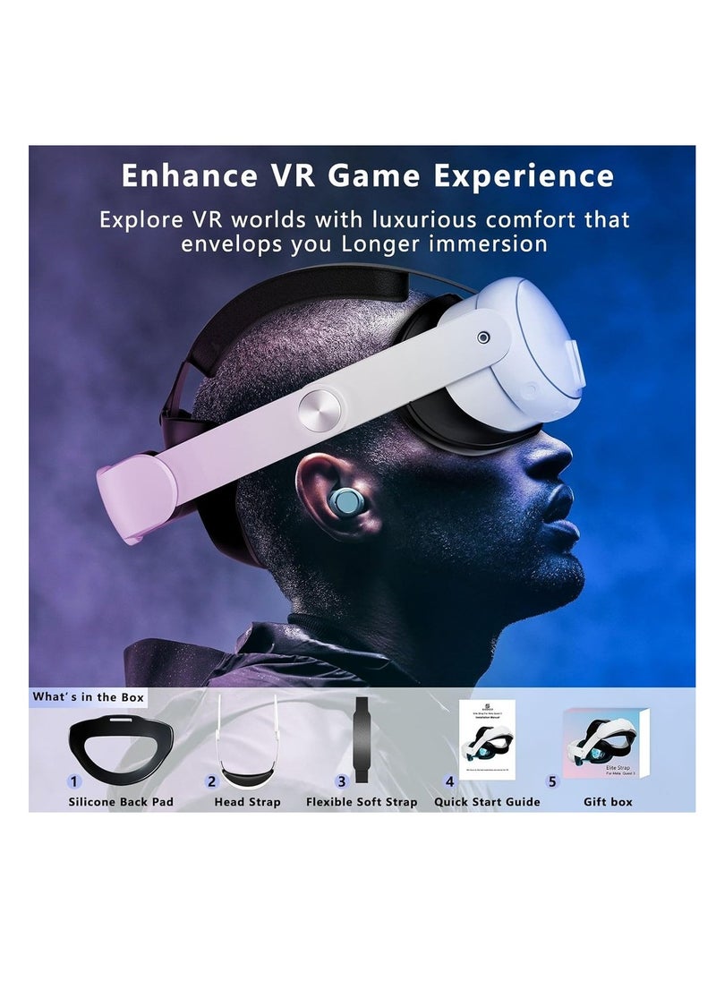 Generic Comfort Adjustable Strap Replacement For Oculus Quest 3 Reduce Pressure Soft Cushion VR Headset Accessories For Longer Immersion In Virtual Reality Video Games  - Image 5