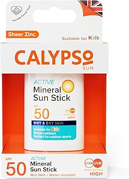 Calypso Mineral Sun Stick SPF50 Sun Protection with Zinc Oxide for Wet and Dry Skin Hypoallergenic PABA free 15g - Image 1