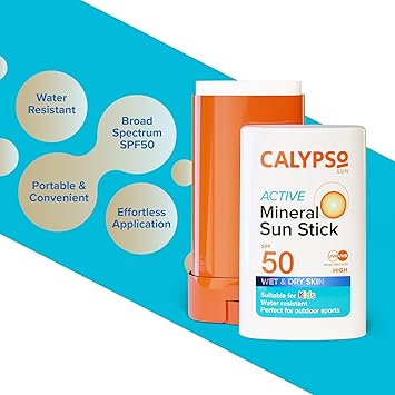 Calypso Mineral Sun Stick SPF50 Sun Protection with Zinc Oxide for Wet and Dry Skin Hypoallergenic PABA free 15g - Image 4