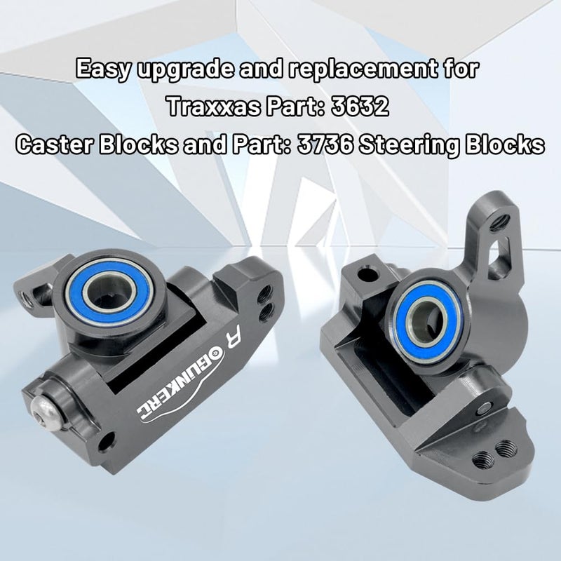 Ogunke Rc Aluminum Front Caster Block&Steering Blocks And Rear Stub Axle Carriers Kit With Ball Bearings Upgrade Parts For 1/10 Traxxas 2Wd Slash  Stampede  Rustler  Replace 3632 3736 3752 (Titanium) - Image 2
