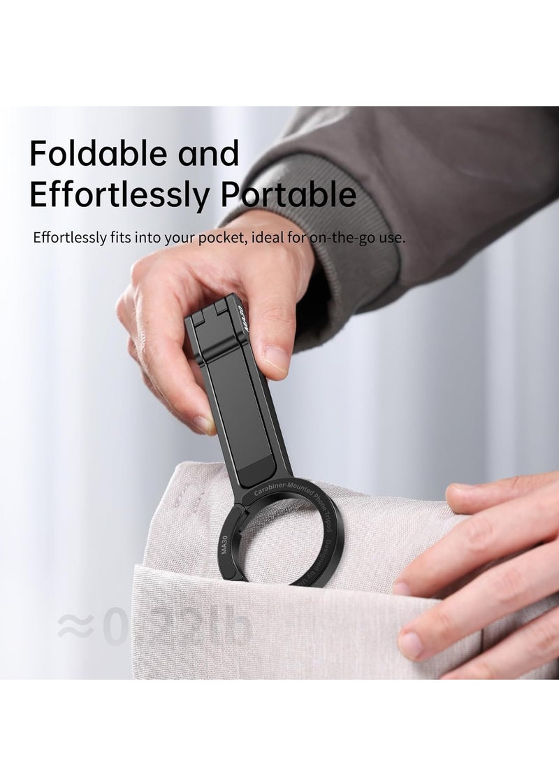 ULANZI MA30 Magnetic Phone Tripod Stand for iPhone - Aluminium Maglock Smartphone Mini Tripod Pocket Cell Phone Stand Strong Magnet Quick Mount Compatible with iPhone 17 16 15 14 13 12 Series, Black - Image 4