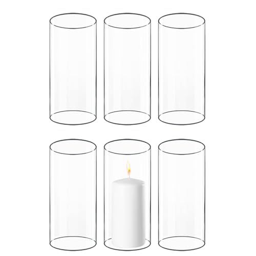 حامل شموع زجاجي هURRICANE CYS EXCEL 6 قطع H6 D3 مفتوح من الطرفين مع خيارات أحجام متعددة