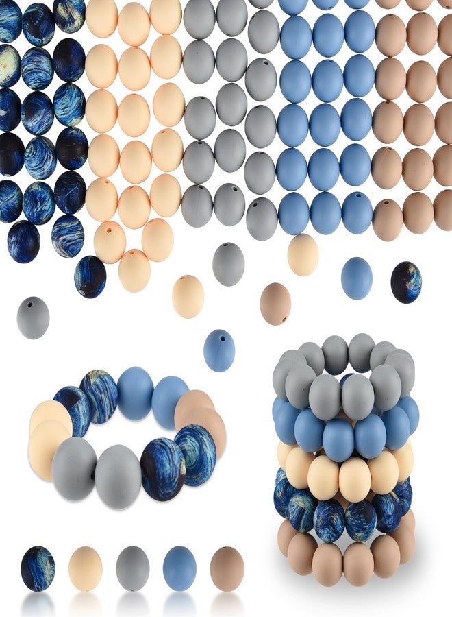 ASTARON 100 Pcs 15mm Silicone Beads for Keychain Making, Blue Grey Round Beads for Bracelets Crafts Beadable Pens Decorations Jewelry Making Party Favors Supplies - Image 1