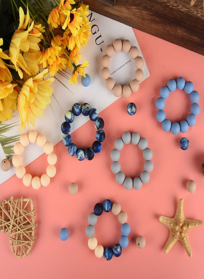 ASTARON 100 Pcs 15mm Silicone Beads for Keychain Making, Blue Grey Round Beads for Bracelets Crafts Beadable Pens Decorations Jewelry Making Party Favors Supplies - Image 4