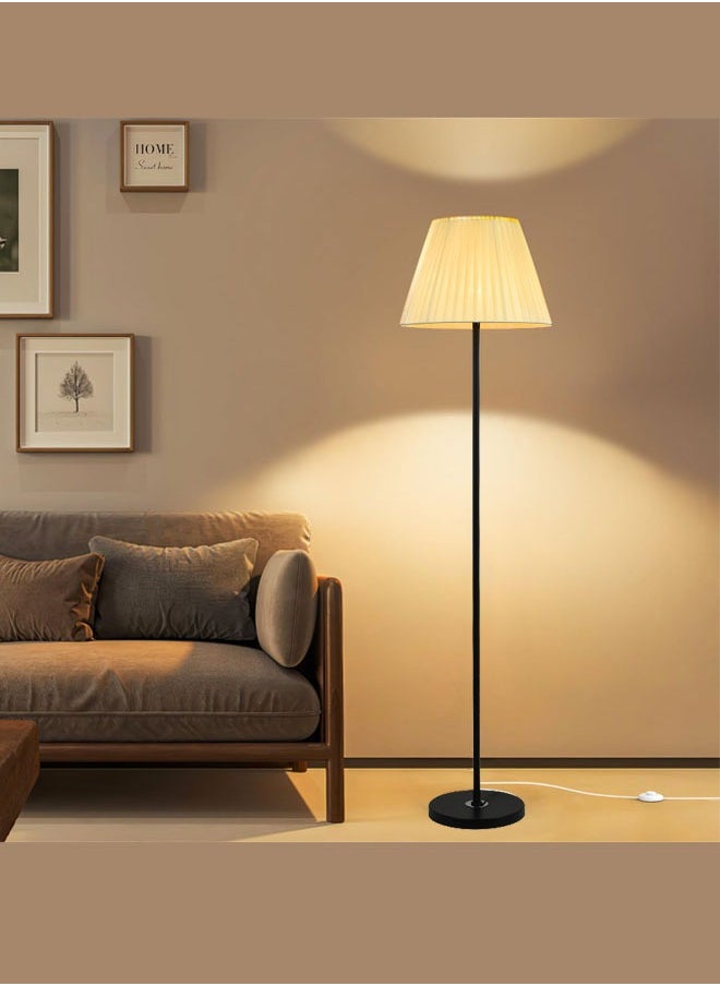 WEMART - Floor Lamp with Fabric Lampshade, Modern Tall Floor Lamps for Living Room, Floor Standing Lamps Home Decor, Floor Lighting for for Bedroom, Study Room, Office Black - Image 1