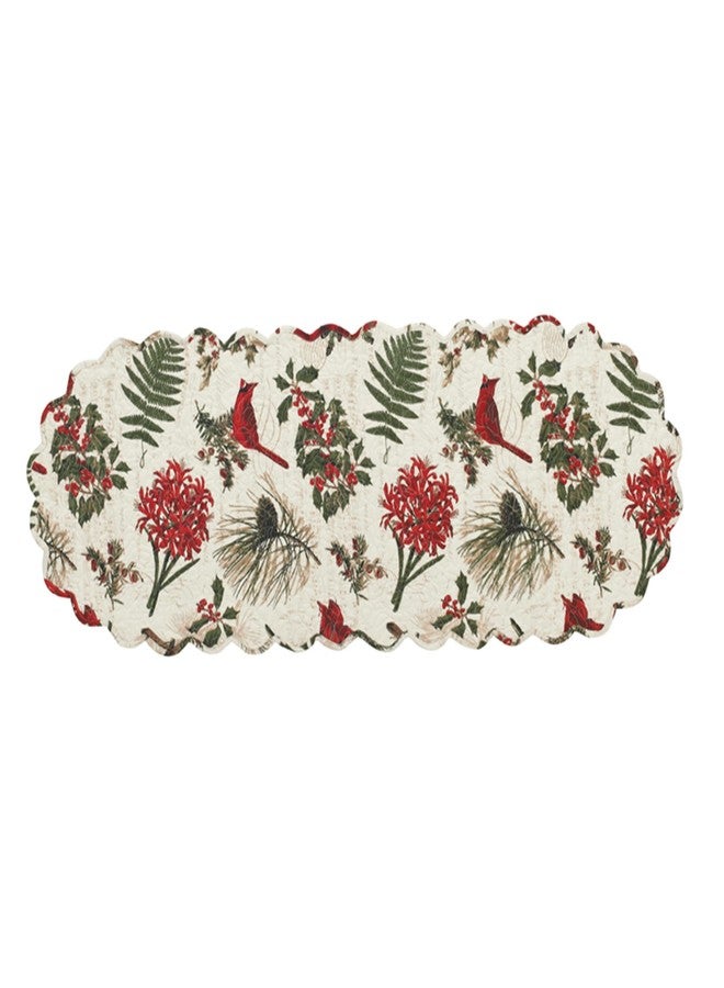 Park Designs Nature Sings Table Runner 13" x 36" | Cotton Winter Floral Accent with Birds & Foliage | Decorative Linen for Holiday or Everyday Use | Charming Centerpiece Layer for Seasonal Styling - Image 1