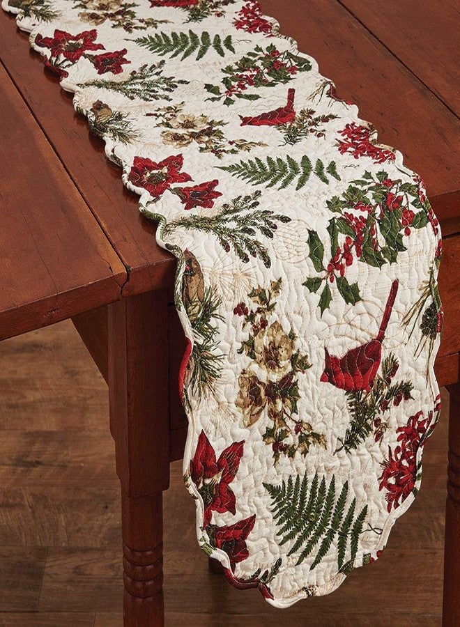Park Designs Nature Sings Table Runner 13" x 36" | Cotton Winter Floral Accent with Birds & Foliage | Decorative Linen for Holiday or Everyday Use | Charming Centerpiece Layer for Seasonal Styling - Image 2