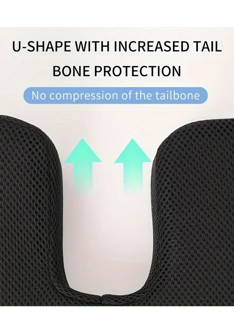 Toshionics Orthopedic U-Shaped Seat Cushion Comfortable Chair Pad Memory Foam Cushion with Cover Heat Responsive Chair Seat Pillow Support Bottom Tailbone for Office Home gaming Travelling and long Time Seating 45x35x8 cm Blue  - Image 4