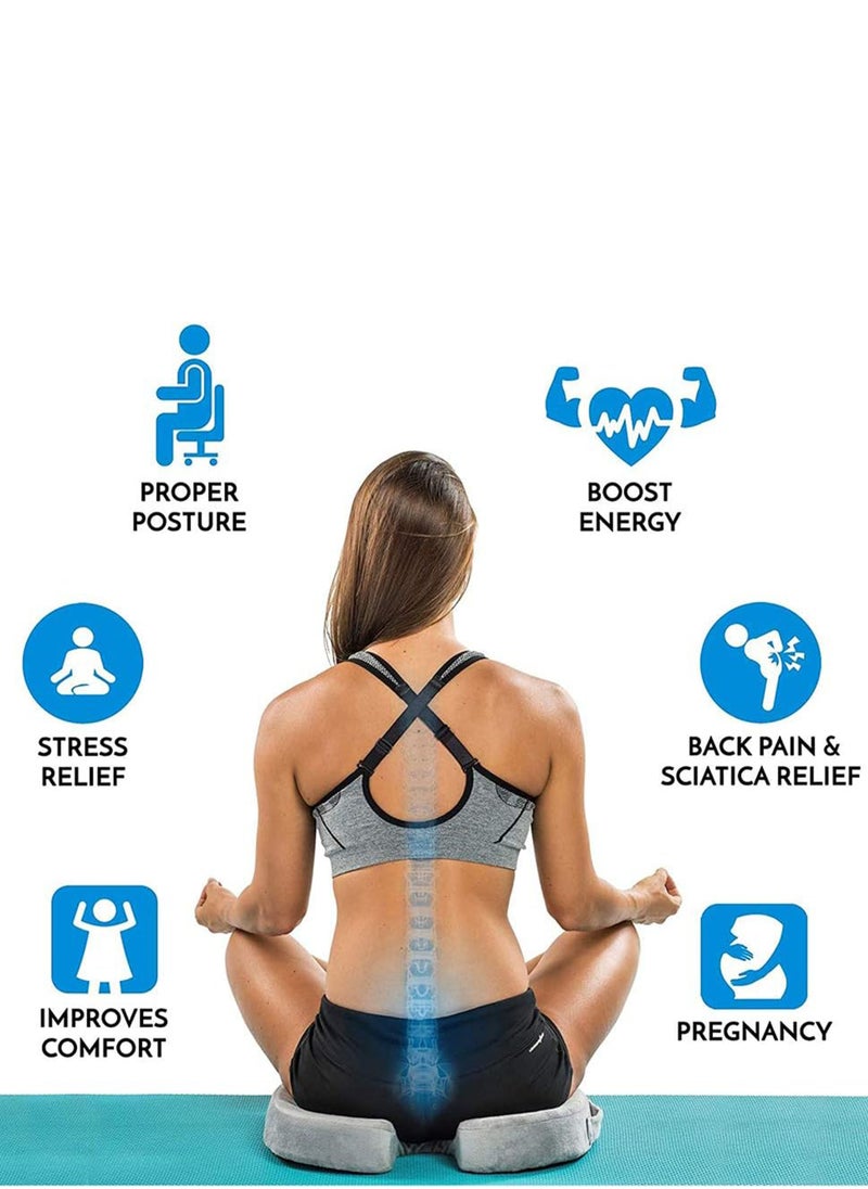 Toshionics Orthopedic U-Shaped Seat Cushion Comfortable Chair Pad Memory Foam Cushion with Cover Heat Responsive Chair Seat Pillow Support Bottom Tailbone for Office Home gaming Travelling and long Time Seating 45x35x8 cm Blue  - Image 2