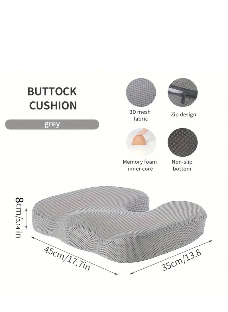 Toshionics Orthopedic U-Shaped Seat Cushion Comfortable Chair Pad Memory Foam Cushion with Cover Heat Responsive Chair Seat Pillow Support Bottom Tailbone for Office Home gaming Travelling and long Time Seating 45x35x8 cm Blue  - Image 3