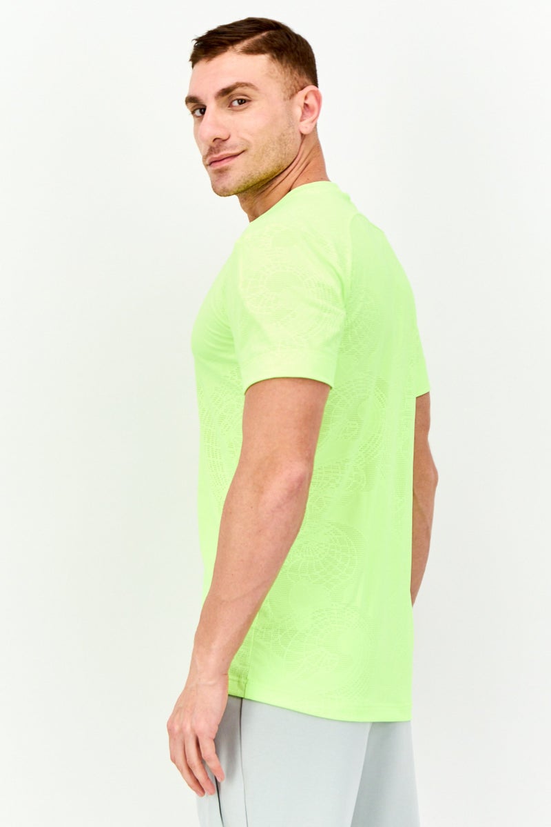 Adidas Men Sportswear Fit Short Sleeves Tennies T-Shirt, Neon Green  - Image 3