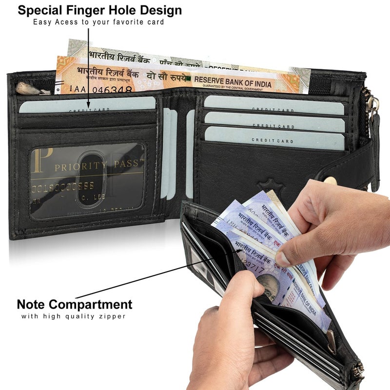 Rigohill Doger Black Mens Leather Wallet | Leather Wallet for Men | RFID Mens Wallet - Image 3