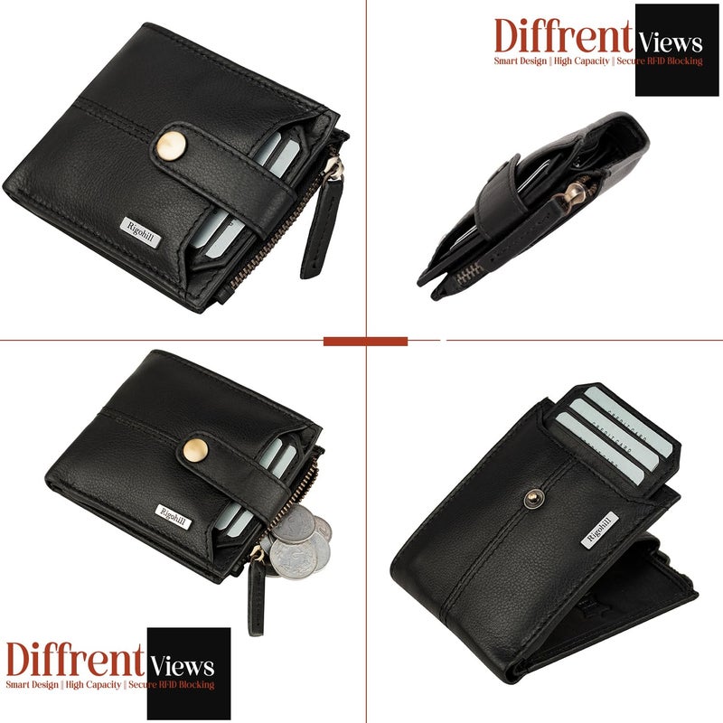 Rigohill Doger Black Mens Leather Wallet | Leather Wallet for Men | RFID Mens Wallet - Image 4