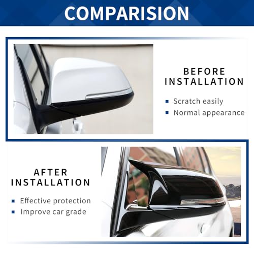 XPHAZZ Side Mirror Cover Compatible with 3-Series F30 F31 F34 / 4-Series F32 F33 F36 / 2-Series F22 F23 / 1 Series F20 X1 E84 M2 F87 2PCS-Set Gloss Black ABS - Image 3