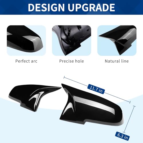 XPHAZZ Side Mirror Cover Compatible with 3-Series F30 F31 F34 / 4-Series F32 F33 F36 / 2-Series F22 F23 / 1 Series F20 X1 E84 M2 F87 2PCS-Set Gloss Black ABS - Image 4