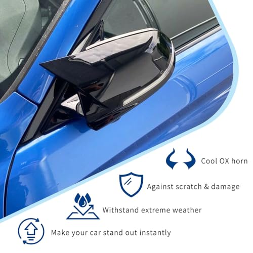 XPHAZZ Side Mirror Cover Compatible with 3-Series F30 F31 F34 / 4-Series F32 F33 F36 / 2-Series F22 F23 / 1 Series F20 X1 E84 M2 F87 2PCS-Set Gloss Black ABS - Image 2