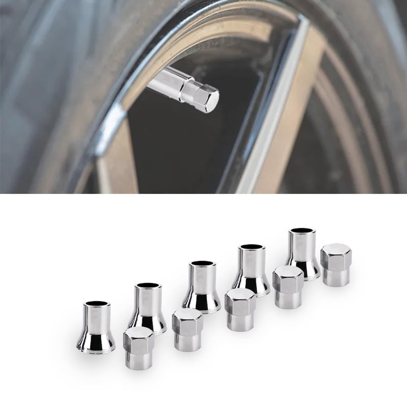 HAOBO TR413 Universal TPMS Chrome Valve Stem Sleeve Covers and Cap Dress Up Kit Set of 5 FITS All TPMS Rubber Valve Stems for All Make and Model Cars and Trucks with TPMS Sensors - Image 2