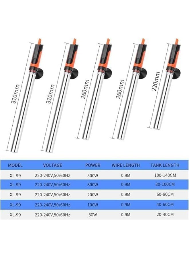 200W Submersible Aquarium Heater with Adjustable Temperature Control, Stainless Steel Fish Tank Heater for Freshwater and Saltwater Aquariums, XL-99 - Image 3