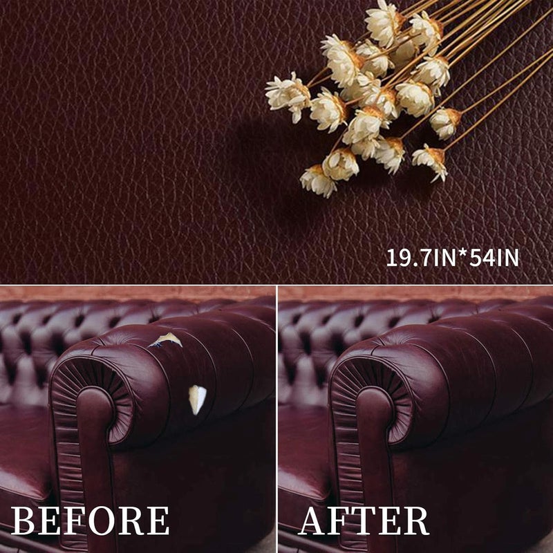FELKER Sofa Leather Stickers selfAdhesive Leather Repair Stickers Simulation Leather Used in Sofas Furniture Driver SeatsDark Brown - Image 2