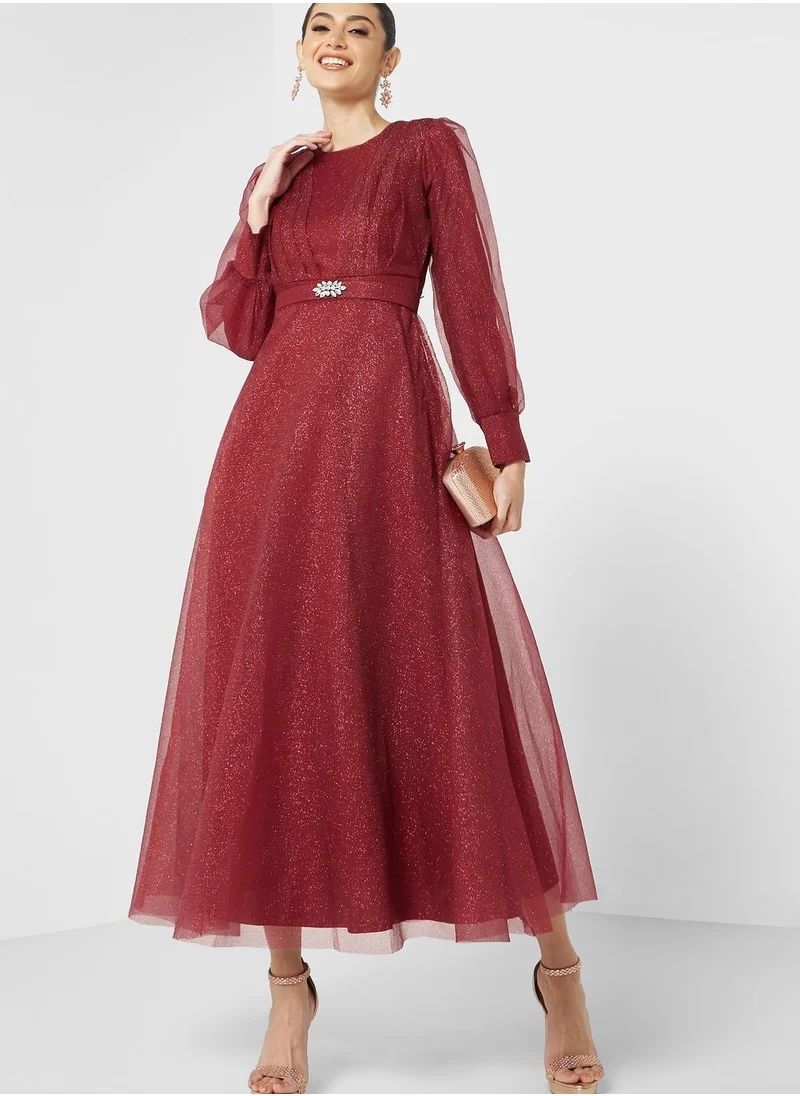 Khizana Puff Sleeve A-Line Dress