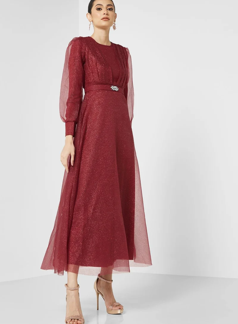 Khizana Puff Sleeve A-Line Dress