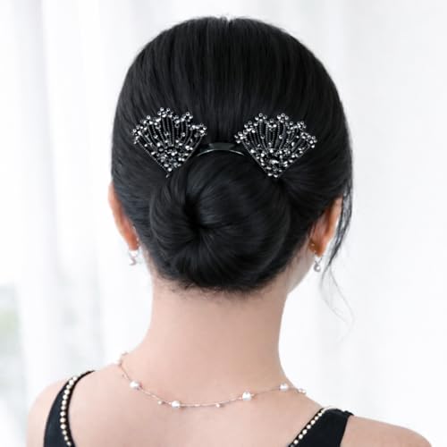 CAVERNSHOP Rhinestone Floral Hair Bun Maker Clip for Women | French Twist Hairstyle Shaper | Lazy Hair Curler Deft Bun Maker | Elegant Bun Clip for Daily, Party & Wedding Hairstyles | Hair Accessories for Women Girls - Image 1