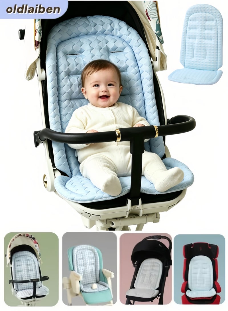 oldlaiben Baby Stroller Cushion, Infant Car Seat Insert Universal Baby Stroller Mat Toddler Seat Pad Liner Stroller Liner Baby High Chair Seat Cushion Pad Cool Liner Mat, 3 Level Adjustable, Fits Strollers Car Seat High Chair (Blue) - Image 1