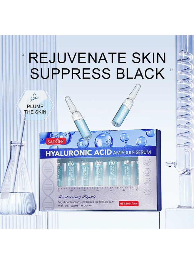 SADOER Hyaluronic Acid Ampoule Serum, Concentrated Ampoules for Anti-Aging and Wrinkle Smoothening – Deeply Moisturizing, Natural Face Lift Hydrating Serum for Women 7Pcs - Image 2