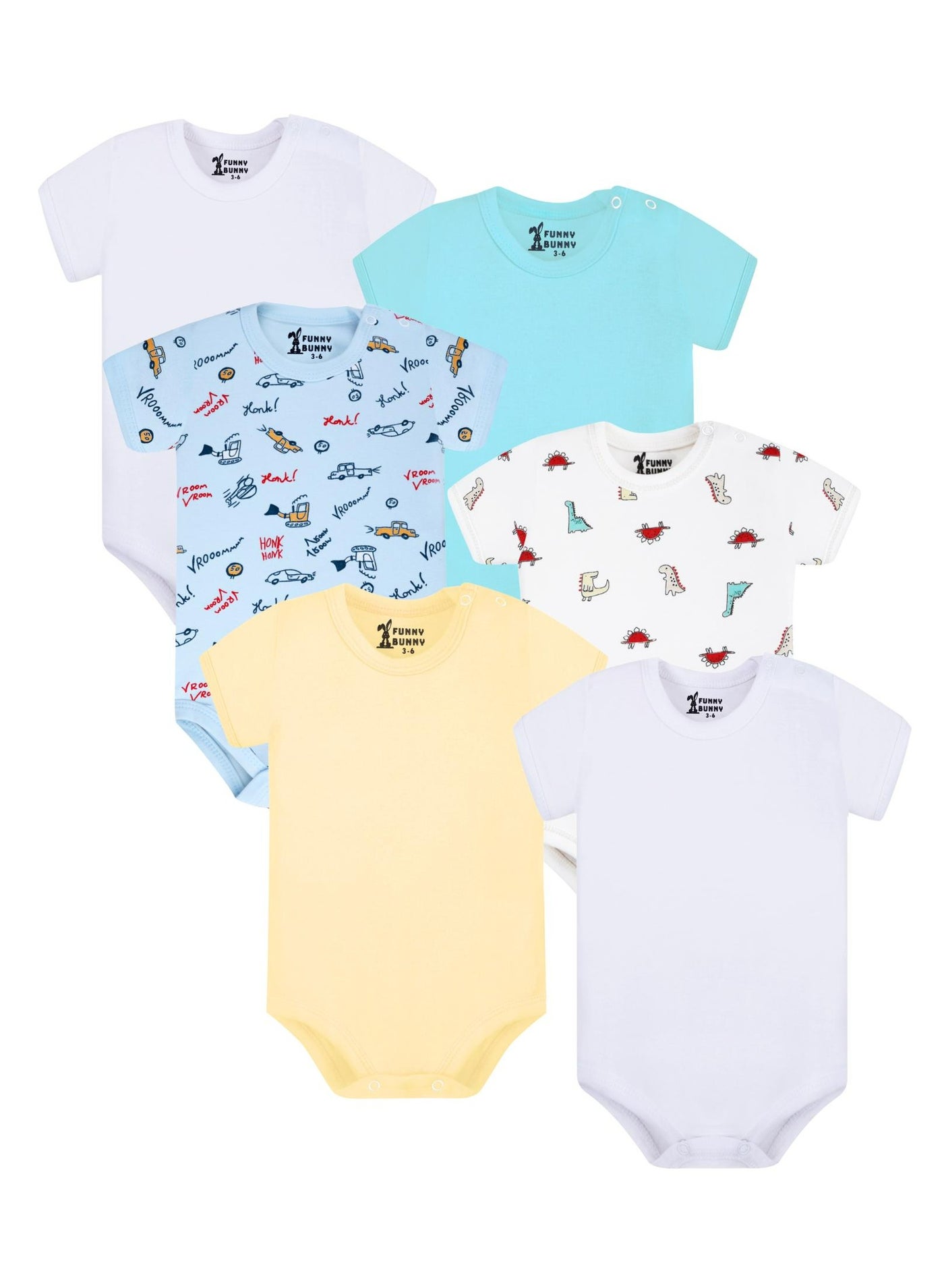 Funny Bunny Pack of 6 Cotton Half Sleeve Bodysuit for Baby