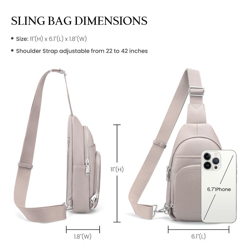 befen Genuine Leather Small Crossbody Sling Bag for Women Anti-Theft Crossbody Chest Bags Purse with Built in RFID Wallet for Travel Beige Grey - Image 5