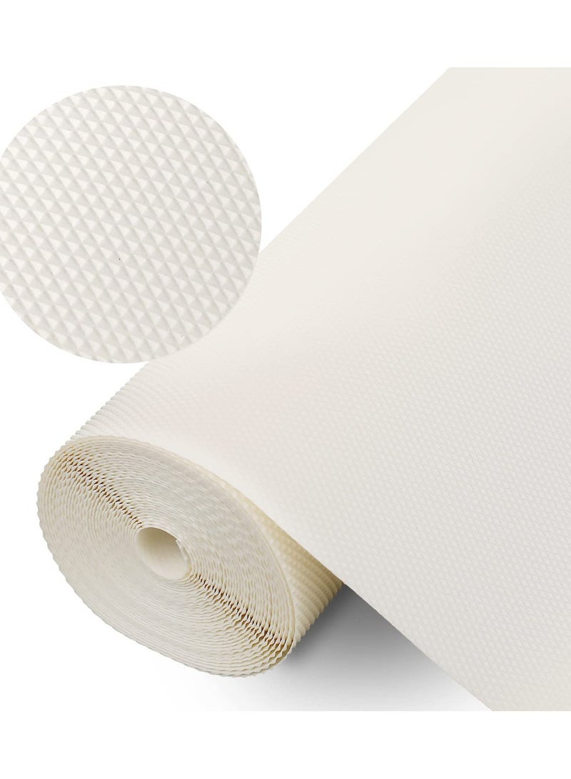 بطانة أرفف وأدراج لخزانة المطبخ، ورق أرفف غير لاصق مانع للانزلاق مقاوم للماء ومسمك قابل للغسل لخزانة الملابس بطانة واقية للحمام (أبيض، 30*300 سم) - Image 1