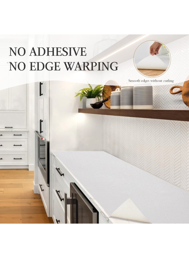 بطانة أرفف وأدراج لخزانة المطبخ، ورق أرفف غير لاصق مانع للانزلاق مقاوم للماء ومسمك قابل للغسل لخزانة الملابس بطانة واقية للحمام (أبيض، 30*300 سم) - Image 5