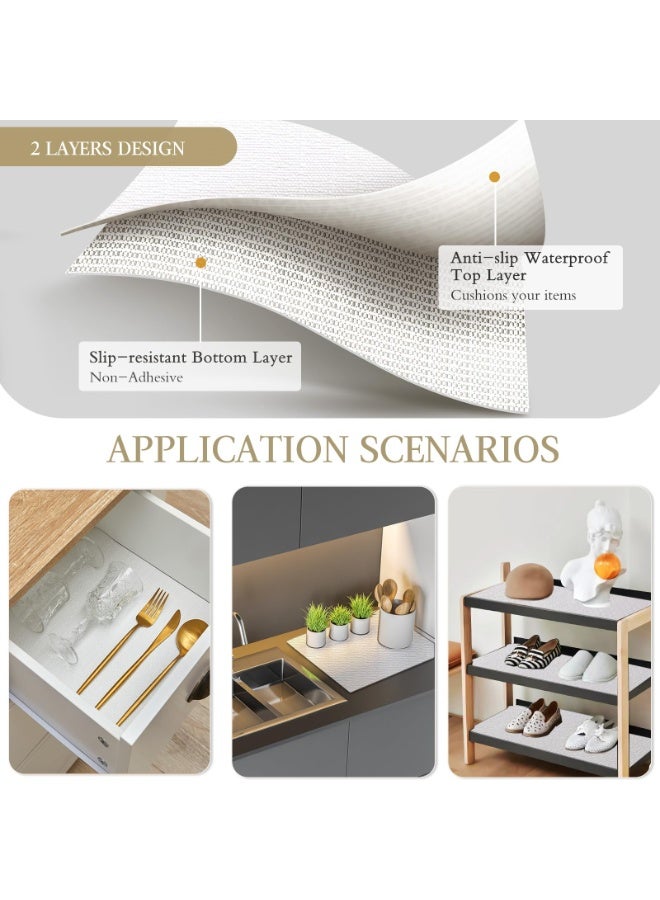 بطانة أرفف وأدراج لخزانة المطبخ، ورق أرفف غير لاصق مانع للانزلاق مقاوم للماء ومسمك قابل للغسل لخزانة الملابس بطانة واقية للحمام (أبيض، 30*300 سم) - Image 3