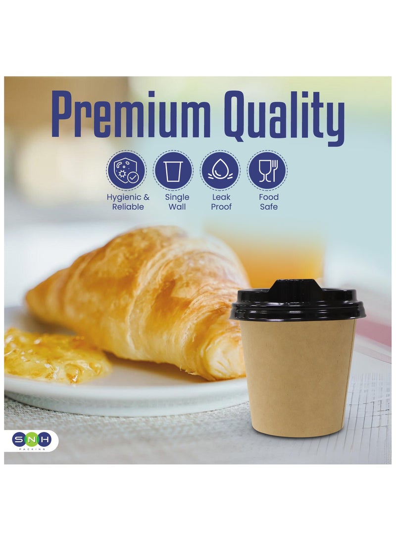 إس إن إتش باكينج SNH Packing أكواب قهوة ورقية للاستعمال الواحد بسعة 4 أونصات (عبوة من 25) بغطاء بني - أكواب ورقية متينة بجدار واحد مع غطاء للمشروبات الباردة والساخنة - مثالية للمقاهي والمكاتب. قم بزيارة متجر SNH Packing. - Image 3