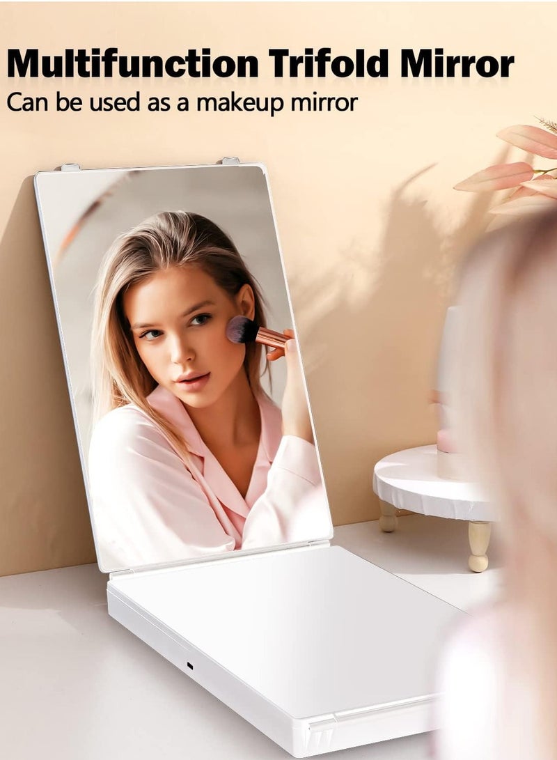 CityRiya-Long 3 Way Mirror for Self Hair Cutting Rechargeable Self Cut Mirror Trifold Makeup Mirror with Lights Barber Mirror Self Haircut Mirror 360° Mirror for Haircuts LED Home Mirror - Image 3