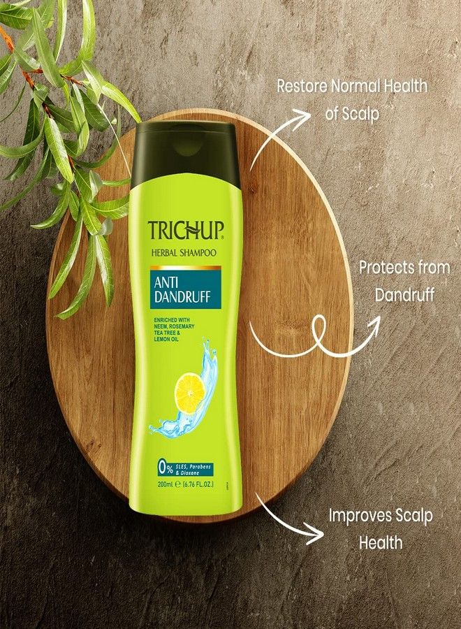 Trichup Anti- Dandruff Herbal Shampoo - Enriched with Neem, Rosemary & Tea Tree Oil - Protect Scalp Skin from Causes of Dandruff (200ml) - Image 2