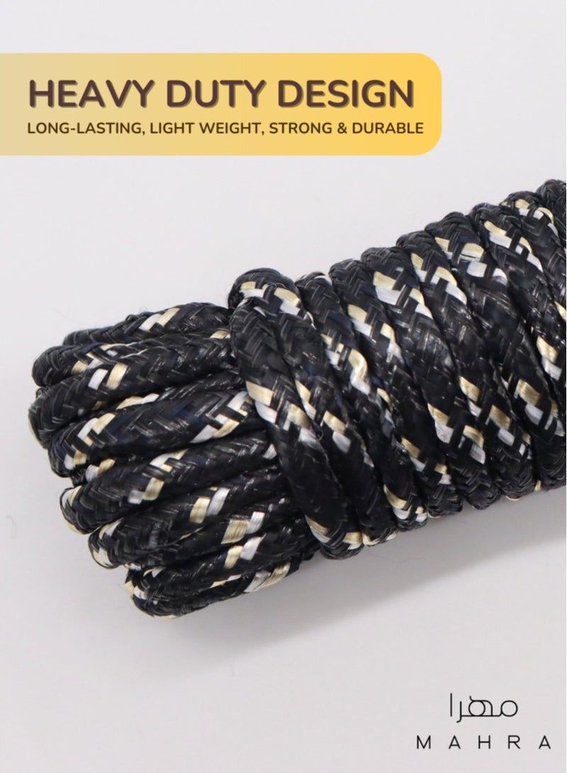 Pack of 3 | Black Polypropylene Cords | Durable Multi-Purpose Line for Gardening, Boating, Camping, Hauling, Construction, and Beyond | Adaptable, Weather-Resistant, and Built to Last | 10m Each
