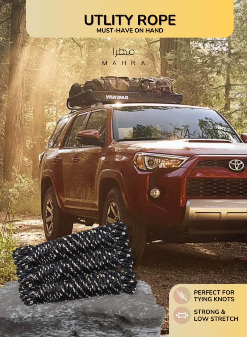 Pack of 3 | Black Polypropylene Cords | Durable Multi-Purpose Line for Gardening, Boating, Camping, Hauling, Construction, and Beyond | Adaptable, Weather-Resistant, and Built to Last | 10m Each