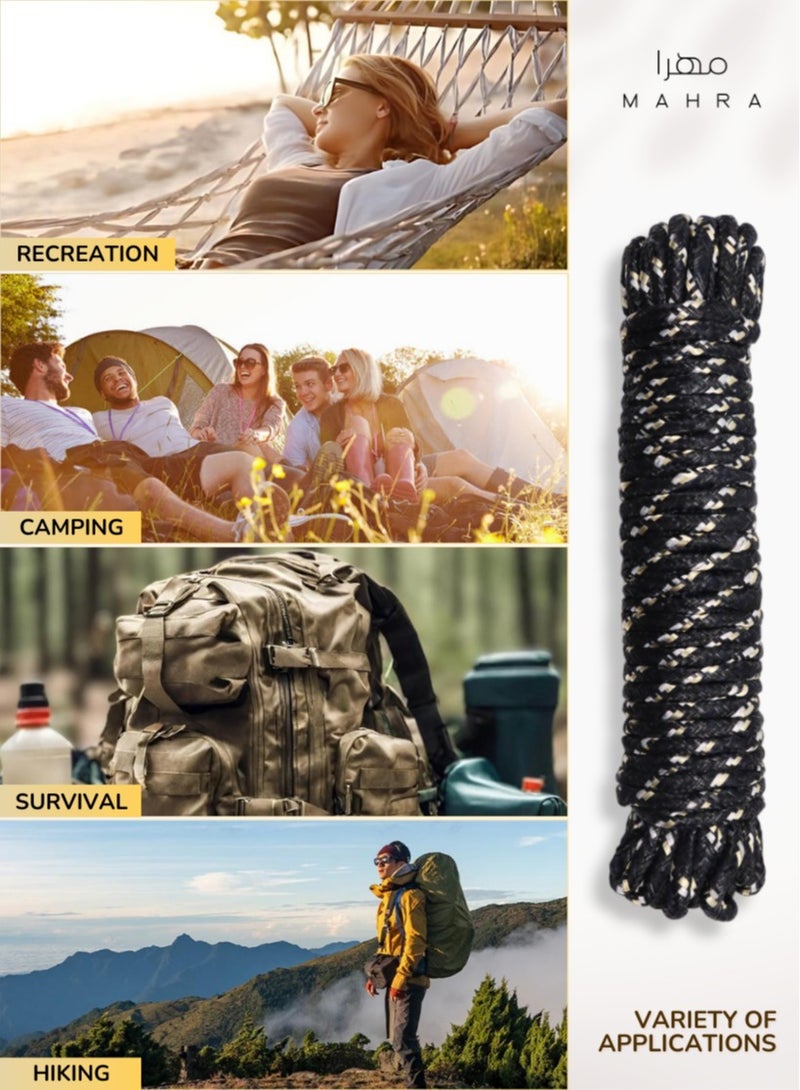 Pack of 3 | Black Polypropylene Cords | Durable Multi-Purpose Line for Gardening, Boating, Camping, Hauling, Construction, and Beyond | Adaptable, Weather-Resistant, and Built to Last | 10m Each
