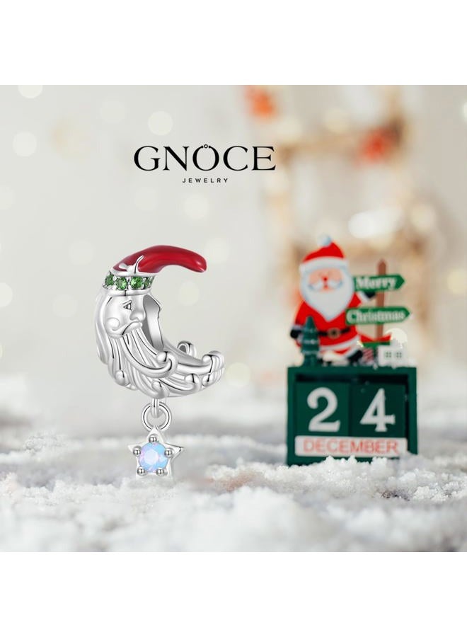 GNOCE Moonlight Santa Claus Charm Sterling Silver Bead Christmas Charm Fit Bracelet/Necklace for Women Girls Wife Daughter/Jewelry Gift - Image 3