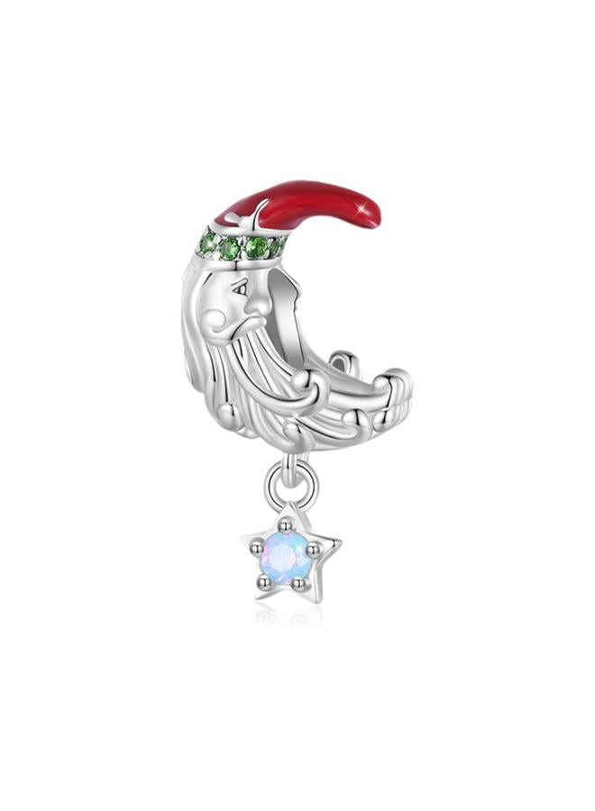 GNOCE Moonlight Santa Claus Charm Sterling Silver Bead Christmas Charm Fit Bracelet/Necklace for Women Girls Wife Daughter/Jewelry Gift - Image 1