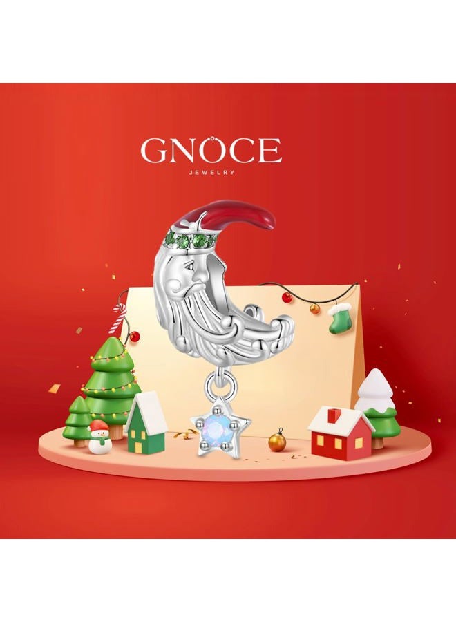 GNOCE Moonlight Santa Claus Charm Sterling Silver Bead Christmas Charm Fit Bracelet/Necklace for Women Girls Wife Daughter/Jewelry Gift - Image 2