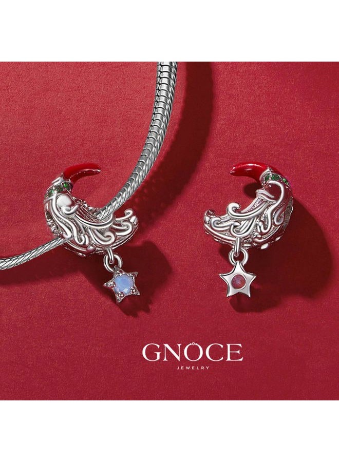 GNOCE Moonlight Santa Claus Charm Sterling Silver Bead Christmas Charm Fit Bracelet/Necklace for Women Girls Wife Daughter/Jewelry Gift - Image 4
