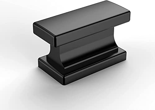 Amerdeco 6 Pack Matte Black Cabinet Knobs 1.46 Inch(37mm) Single Hole Cabinet Handles Rectangle Dresser Knobs Drawer Knobs and Pulls for Bathroom Cabinets - Image 3