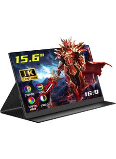 HILUKE 15.6'' Portable Monitor, 1080P FHD Plug&Play Travel Laptop Monitor w/Smart Cover, USB-C HDR Portable Second Computer Display, Portable Game External Screen for PC Phone Mac Xbox PS4/5 Switch  - Image 1