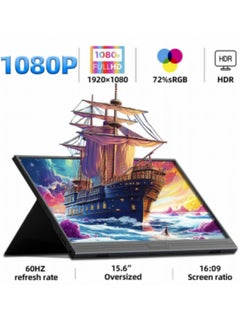 HILUKE 15.6'' Portable Monitor, 1080P FHD Plug&Play Travel Laptop Monitor w/Smart Cover, USB-C HDR Portable Second Computer Display, Portable Game External Screen for PC Phone Mac Xbox PS4/5 Switch  - Image 2